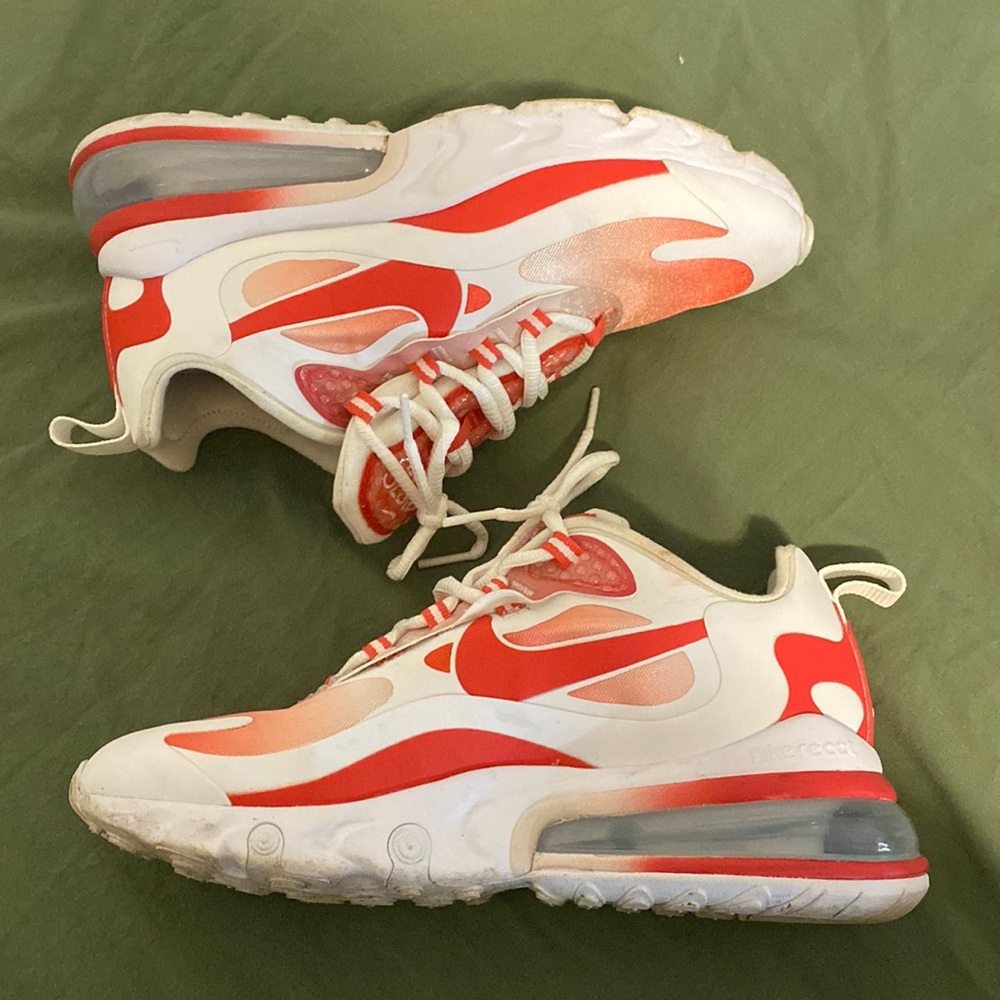 Red and white nike 270 reacts